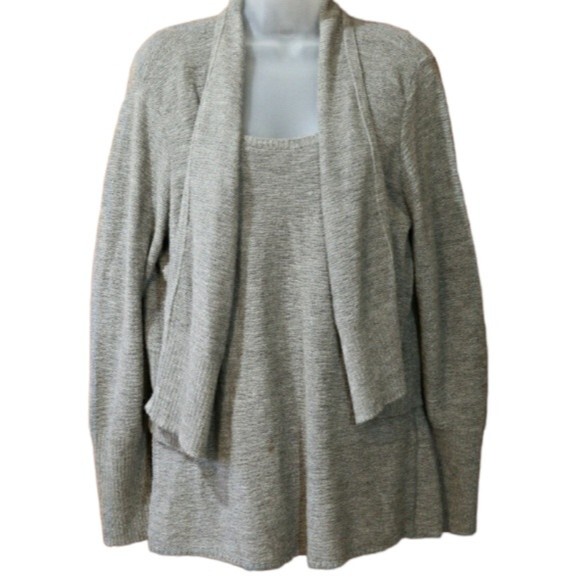 Eileen Fisher Gray Alpaca High Low Cardigan Sweater Set Medium - Picture 1 of 16